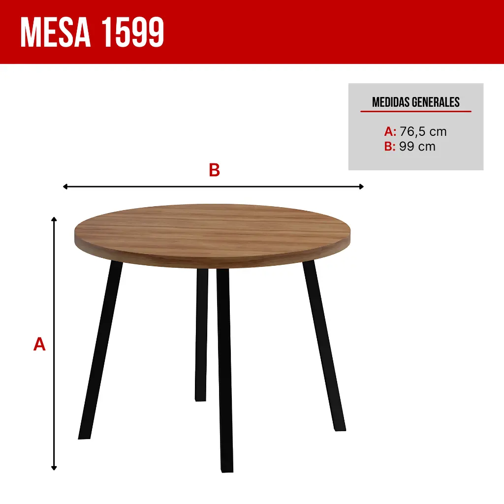 3. 1599 MESA STELLAR REDONDA TAPA NOGAL BASE NEGRA.webp