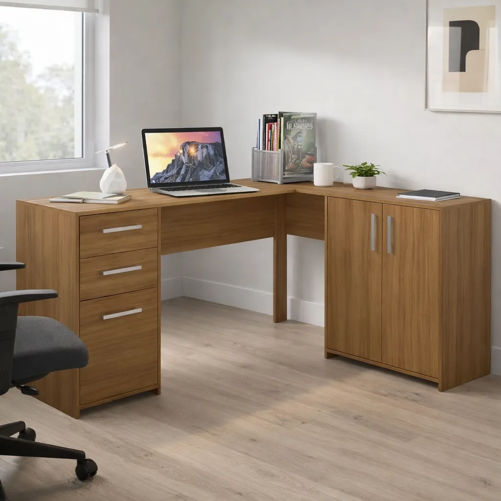[NT2005 MESA OFFICE - 242 FREIJO TREND] Escritorio Gamma en L Freijo Trend