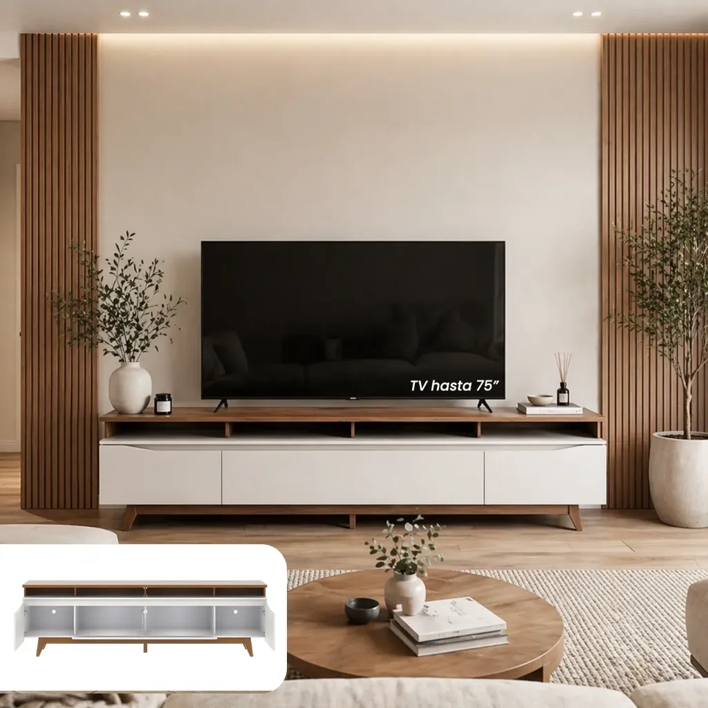 Rack Flynt 220 cm Off White Mate Canela