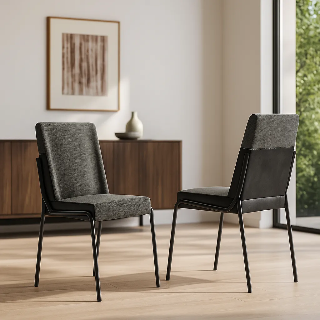 [1749 SILLA LINO GRAFITO /CUERO SINTETICO NEGRO] Silla Hug Lino Grafito Negro