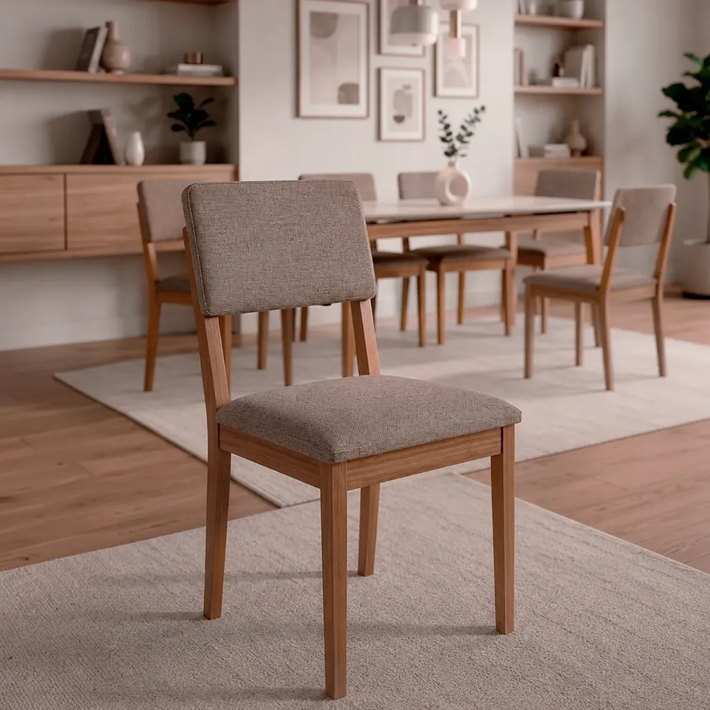 [22159632 SILLA SABIÁ ORNAE II - MADERA/LINHO BEGE] Silla Sabia | Madera - Lino Beige