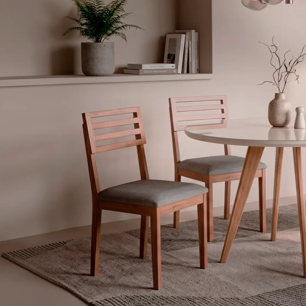 Silla Jurapana | Madera - Lino Cinza