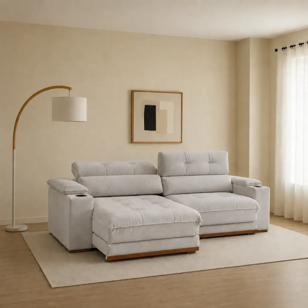 SOFA RETRACTIL BELLUS 3P - BEIGE DE 2.40 M