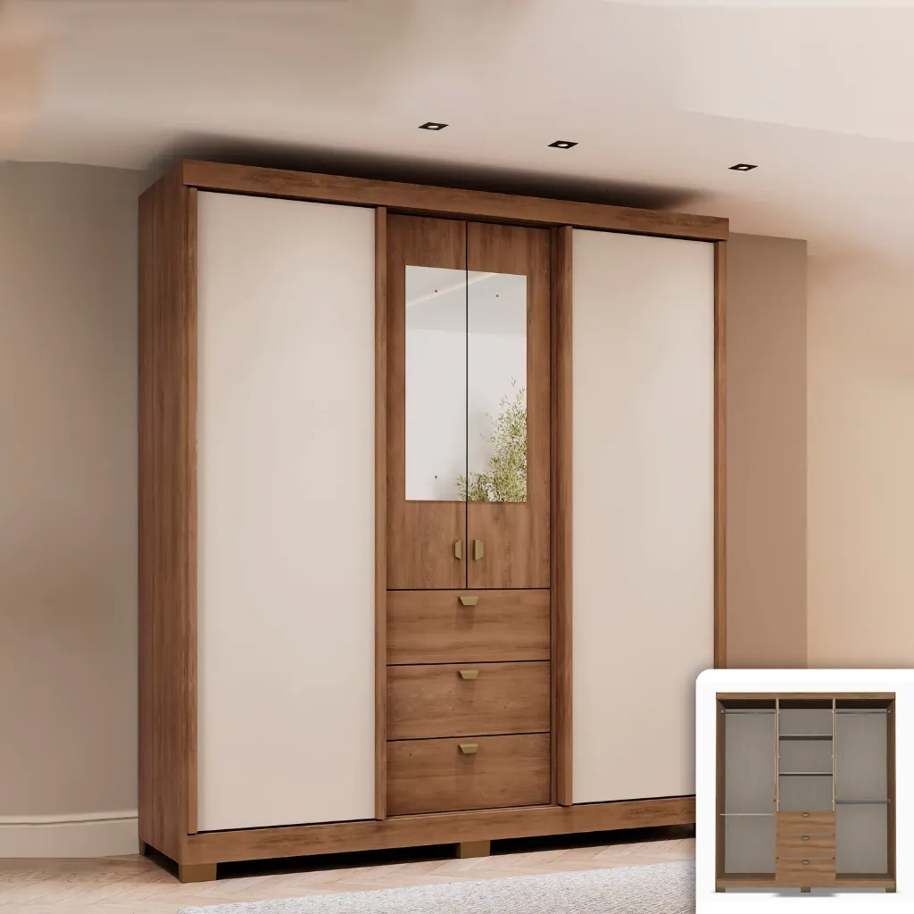 [1174 ROPERO CON ESPEJO FREIJO/OFF WHITE] 1174 ROPERO CON ESPEJO FREIJO/OFF WHITE