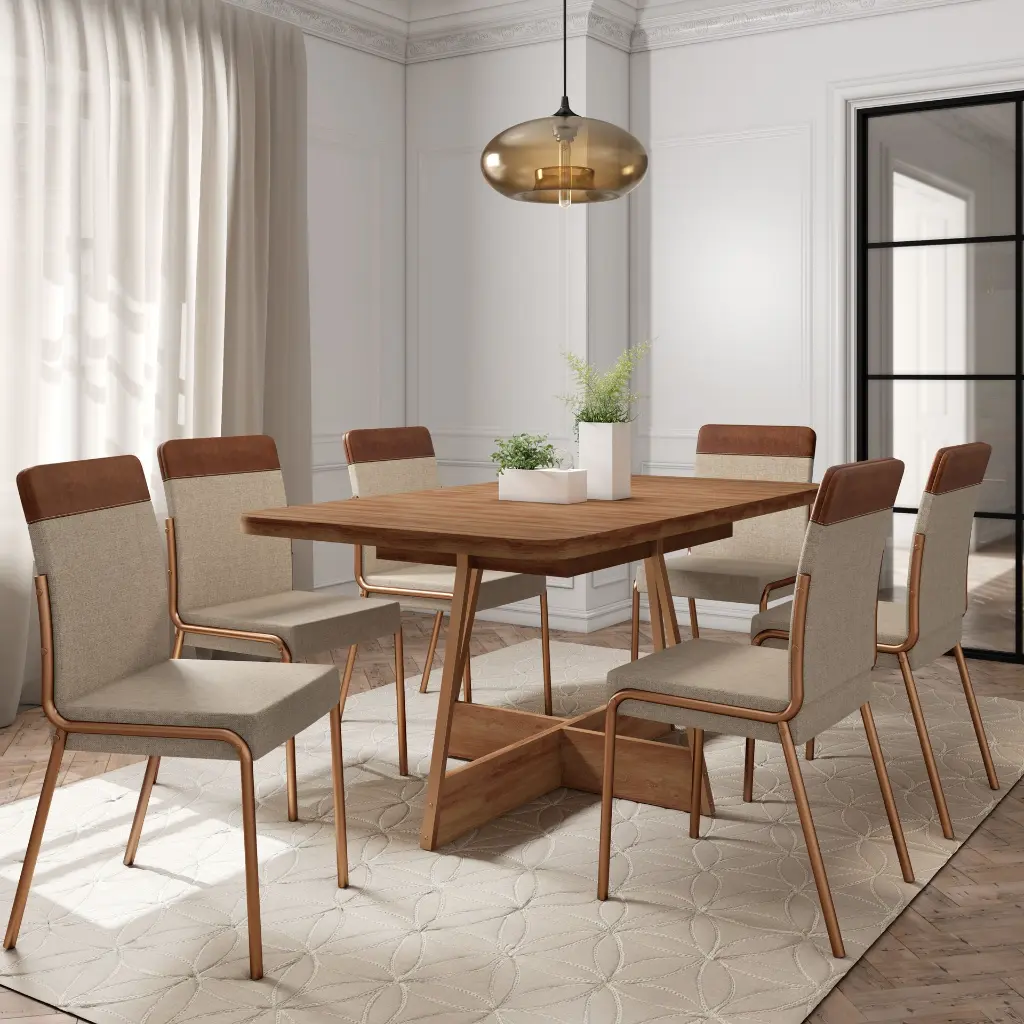 Mesa Atria Recta Nogal Freijo Rose Cobre