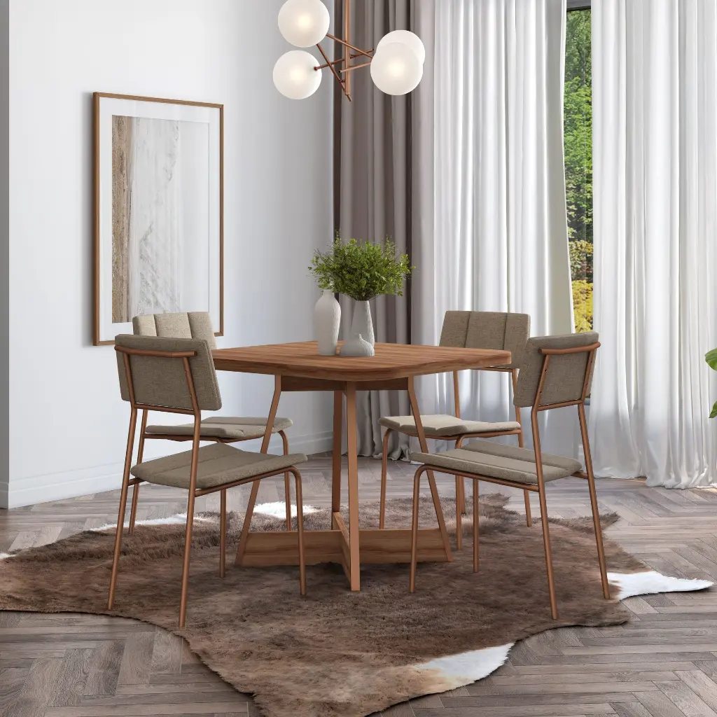Mesa Atria Quad Nogal Freijo Rose Cobre
