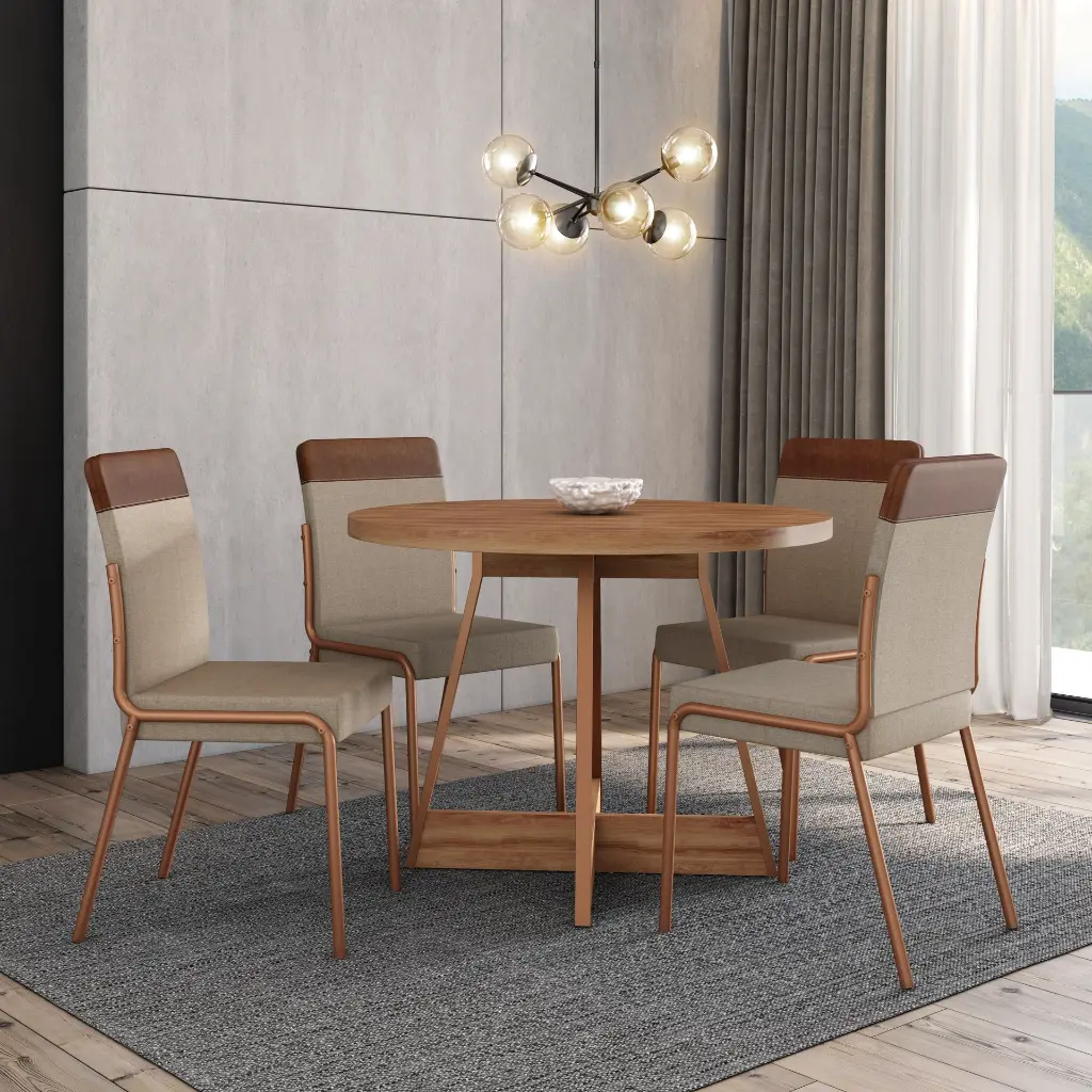 [1594 MESA REDONDA TAPA NOGAL BASE FREIJO/ROSE] 1594 MESA REDONDA TAPA NOGAL BASE FREIJO/ROSE