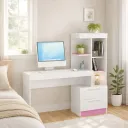 Escritorio con Librero Atenas Blanco - Rosa