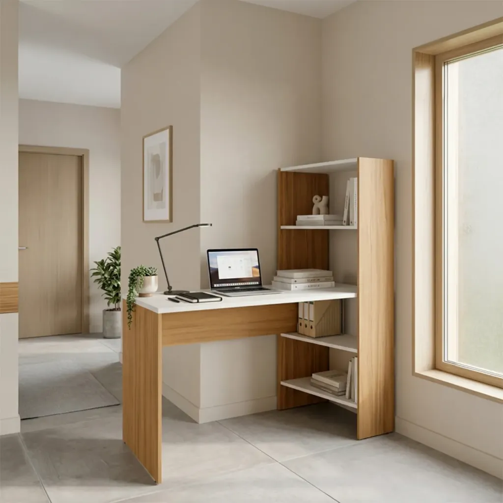 [NT2105 MESA OFICE - 275 OFF WHITE/FREIJO TREND] Escritorio con Librero Apex Off White - Freijo Trend