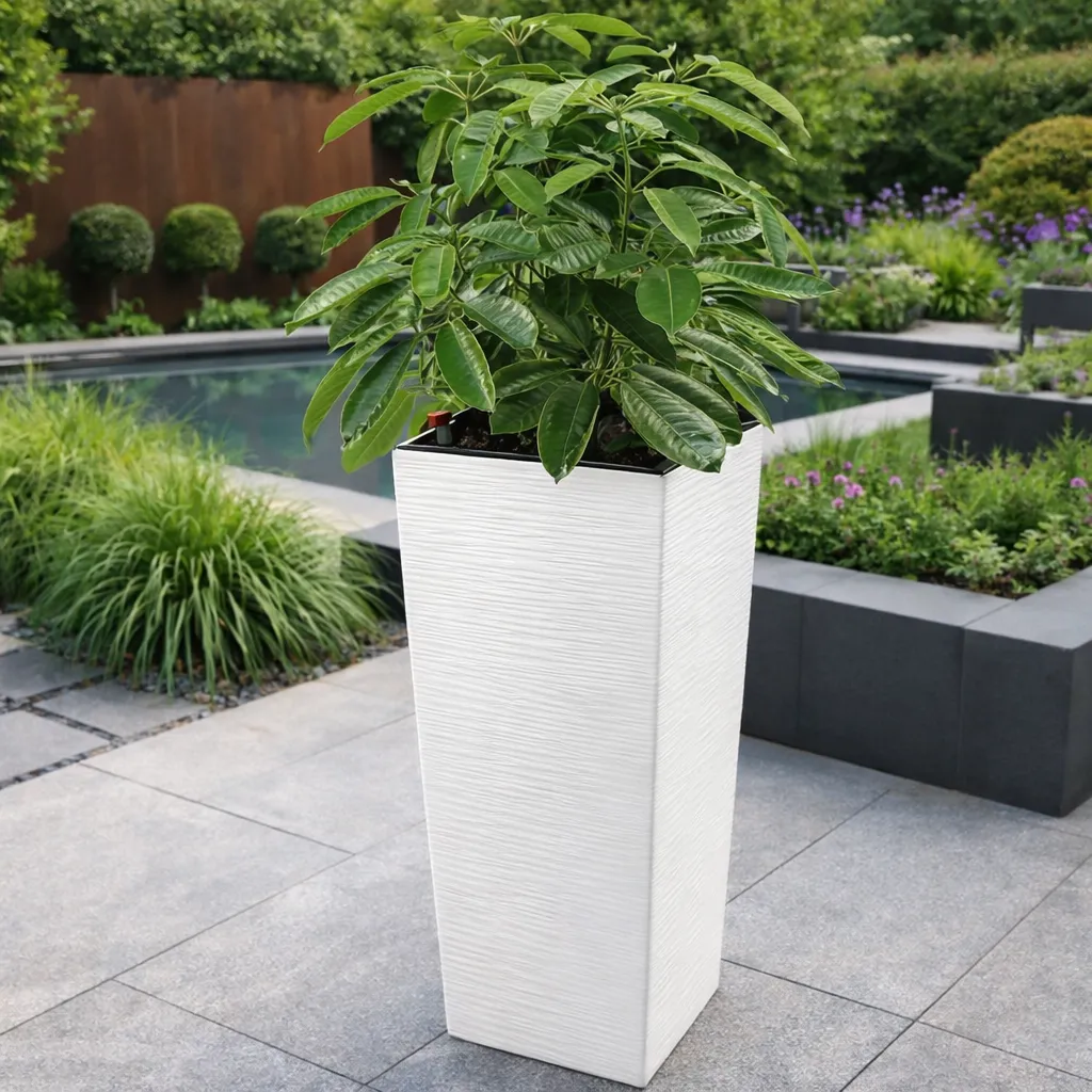 [MCX079000 MACETA CUADRADA ESTILO PIEDRA 40X40X76 - BLANCO] MCX079000 MACETA CUADRADA ESTILO PIEDRA 40X40X76 - BLANCO