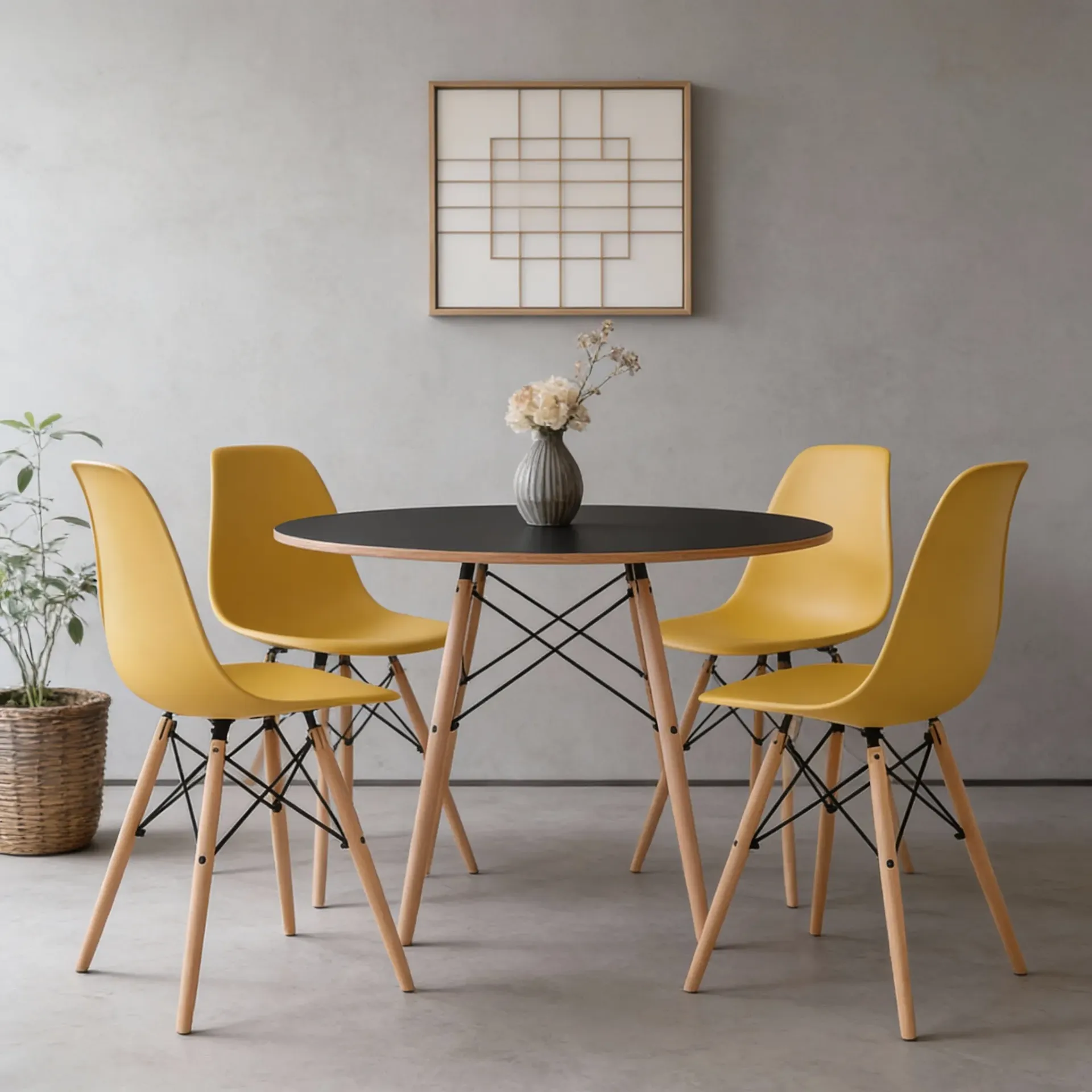 [6185 MESA EAMES REDONDA EAMES ∅110 NEGRO] Mesa Paraty Orbe Negro