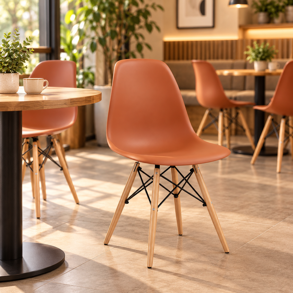 [5755 SILLA EAMES TERRACOTA PATAS DSW MAD] Silla Eames Terracota